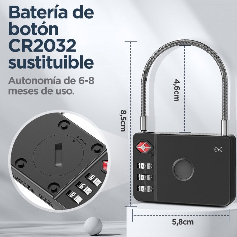Cadeado Localizador Inteligente Muvit For Change Mili Milock Duo MCLOK0001 / Combinação de 3 Dígitos