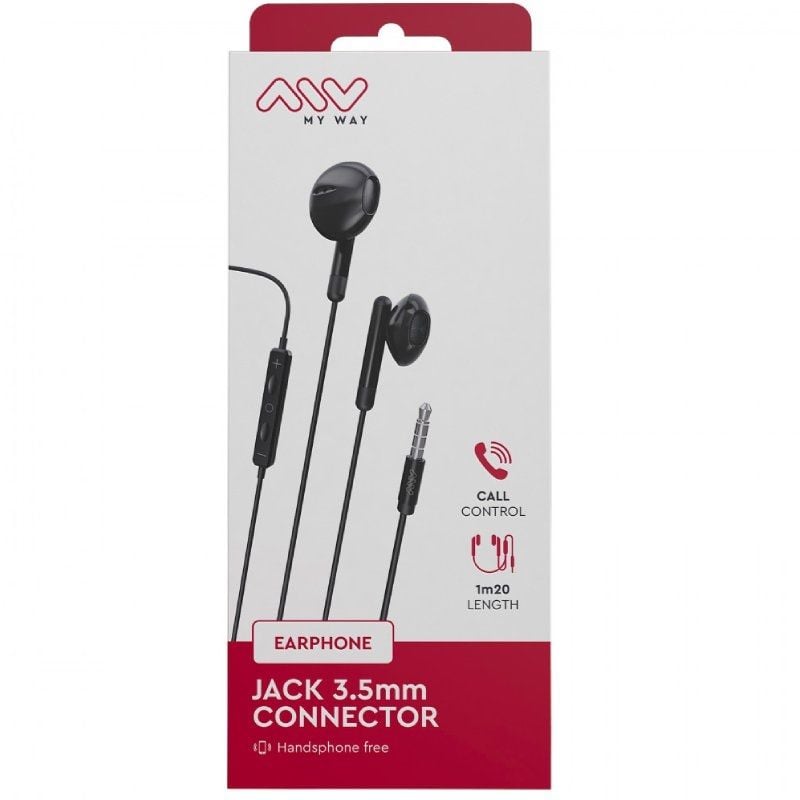 Auscultadores Intra-auriculares Myway MWHPH0019 / com Microfone / Jack 3.5 / Preto