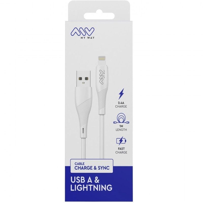 Cabo Myway USB 2.0 Lightning MWUSC0021 / Macho USB - Macho Lightning / 1m / Branco