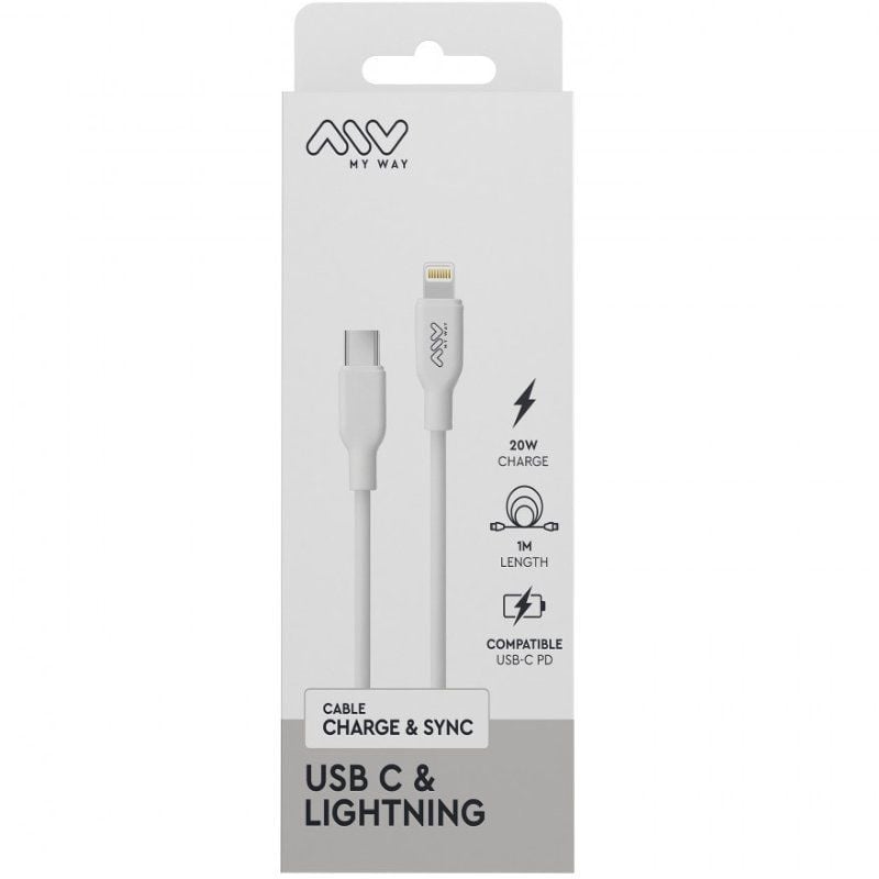 Cabo USB 2.0 Tipo C Lightning Myway MWUSC0023 / Cabo USB Tipo C Macho - Cabo Lightning Macho / 1m /…