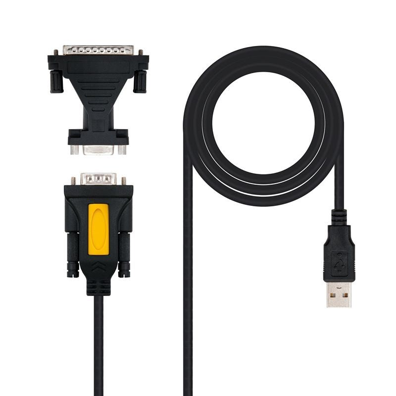 Nanocable 10.03.0002 / Cabo Conversor USB Macho - DB9 Macho / DB25 Macho para Impressora