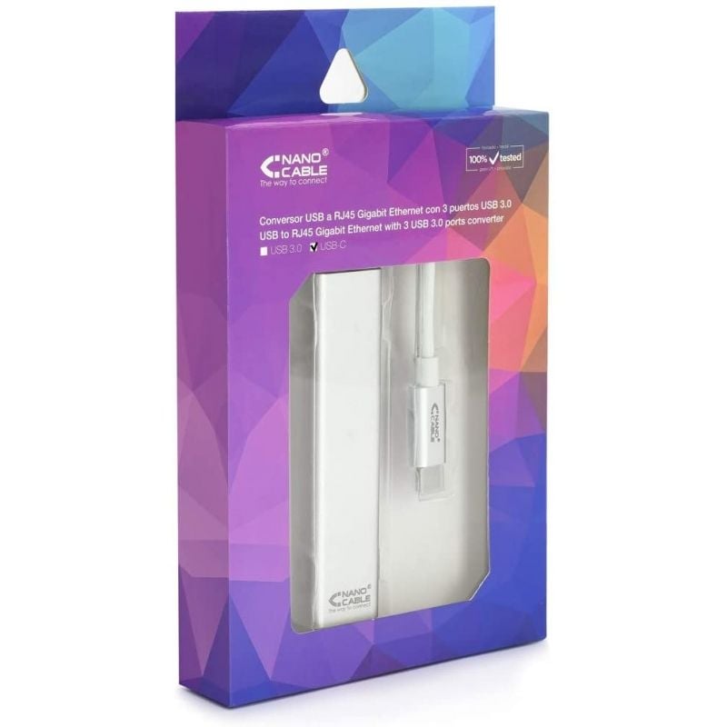 Concentrador USB Tipo C Nanocable 10.03.0404 / 3xusb / 1xrj45 / Cinzento