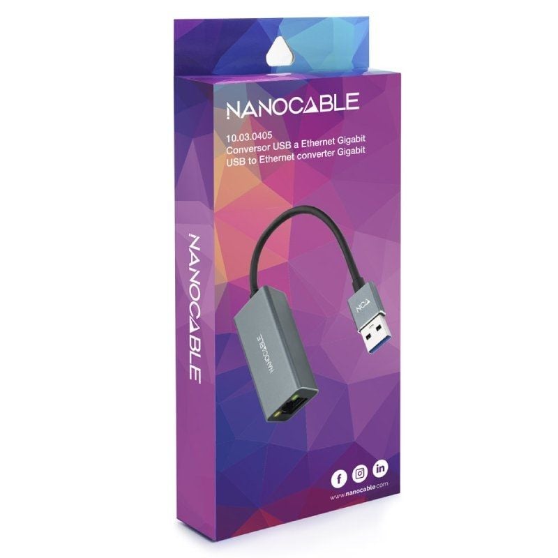 Adaptador USB 3.0 - RJ45 Nanocable 10.03.0405 / 1000mbps