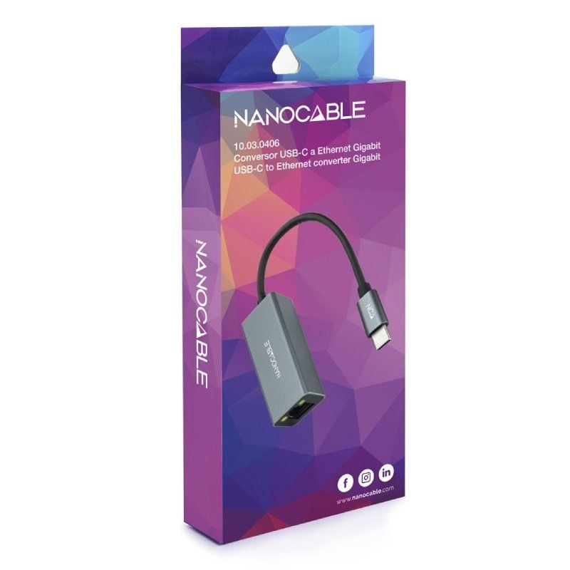 Adaptador Tipo C - RJ45 Nanocable 10.03.0406 / 1000mbps