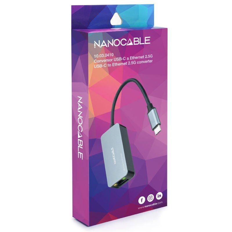 Adaptador USB Tipo C - RJ45 Nanocable 10.03.0410 / 2500mbps