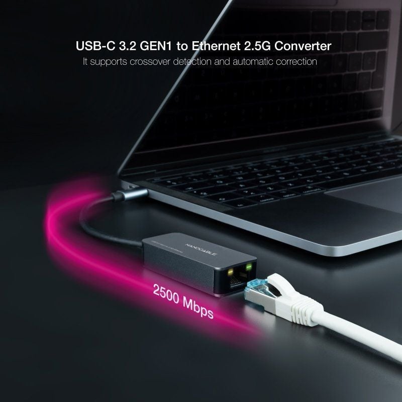 Adaptador USB Tipo C - RJ45 Nanocable 10.03.0410 / 2500mbps