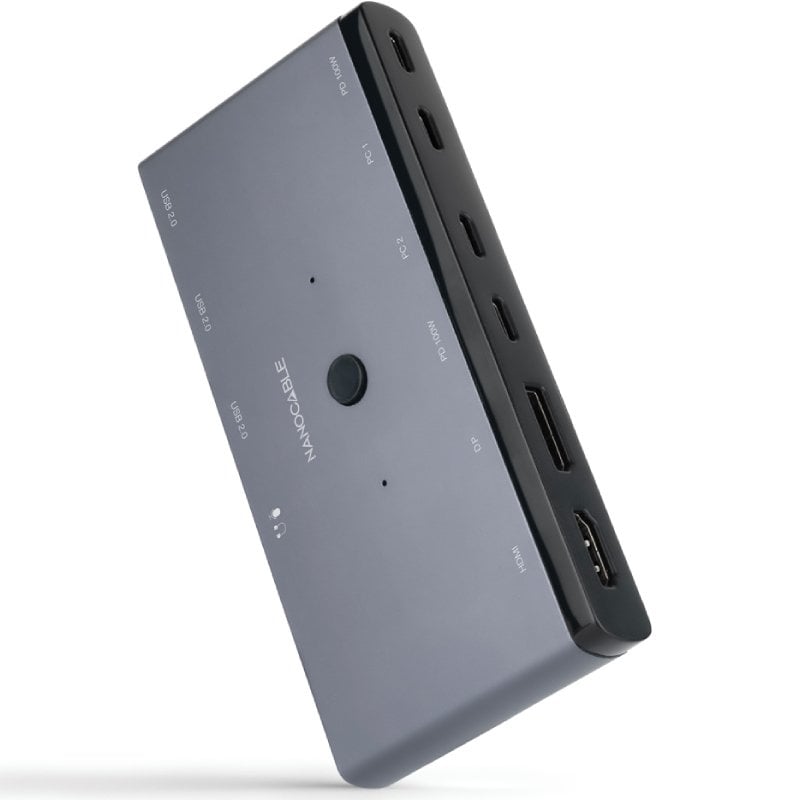Switch Nanocable 8K 10.12.0003 / 1x HDMI / 1x Displayport / 3x USB / 2x USB Tipo C / 1x Tomada de 3…