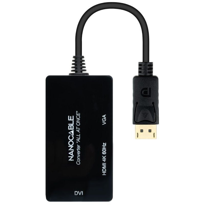 Cabo Displayport Nanocable 10.16.3301-all / Fêmea HDMI - Fêmea Dvi-d - Fêmea VGA / 20cm / Preto