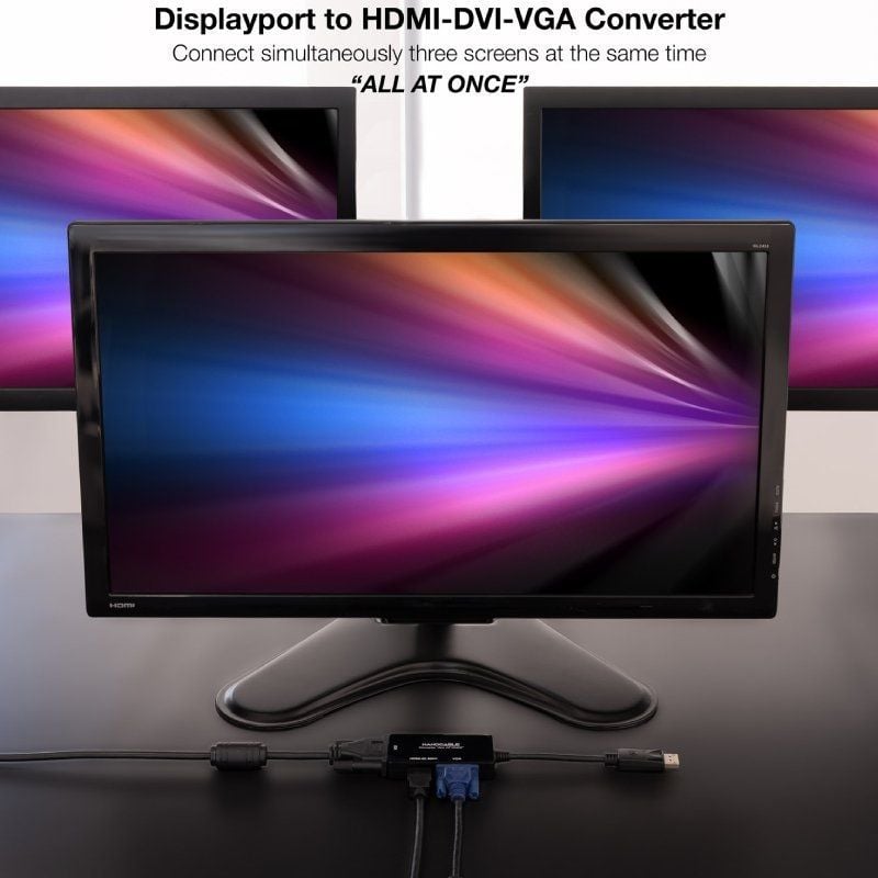 Cabo Displayport Nanocable 10.16.3301-all / Fêmea HDMI - Fêmea Dvi-d - Fêmea VGA / 20cm / Preto