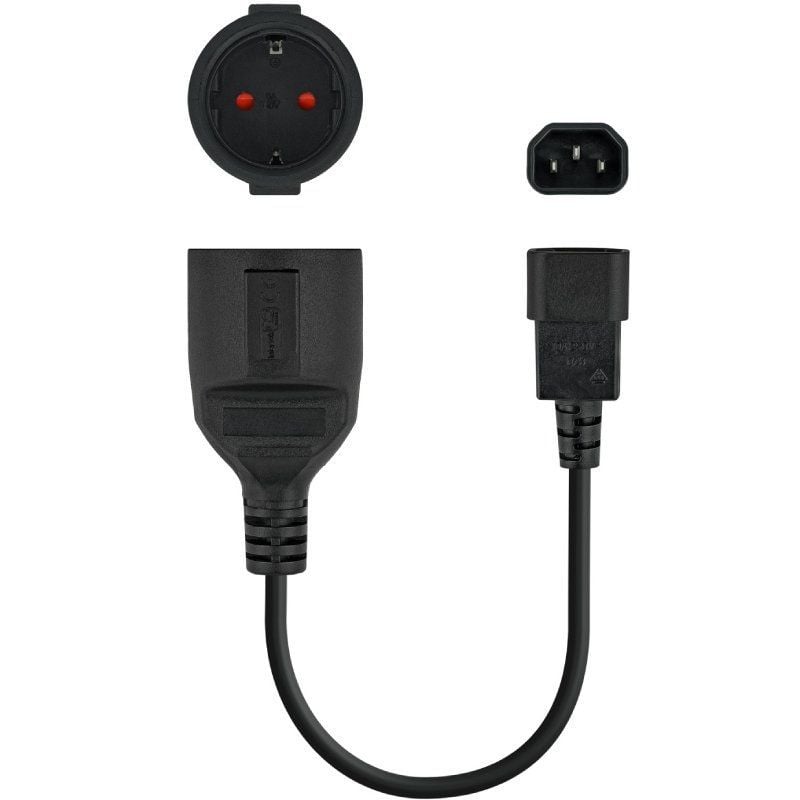 Adaptador de Corrente Nanocable 10.22.0902 / C14 Macho - CEE7 Fêmea / 50cm / Preto