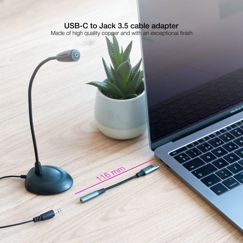 Nanocable USB Type-c Converter 10.24.1204 / USB Type-c Macho - Jack 3.5 Fêmea
