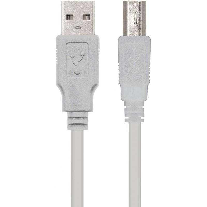 Cabo USB 2.0 para Impressora Nanocable 10.01.0103 / USB Tipo B Macho - USB Macho / 1,8m / Bege