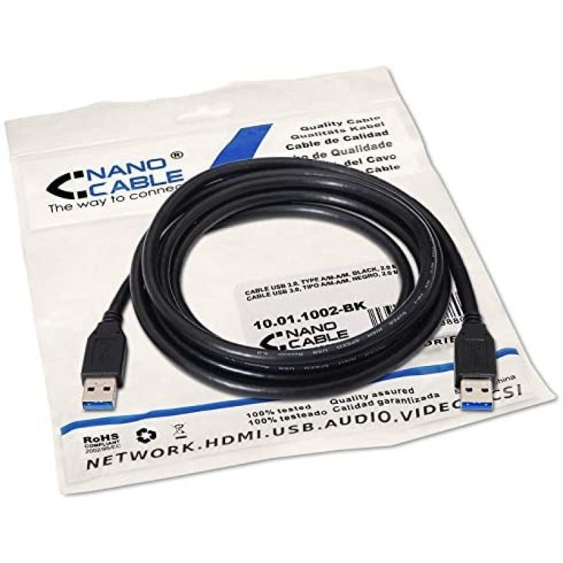 Cabo USB 3.0 Nanocable 10.01.1002-bk / USB Macho - USB Macho / 2m / Preto