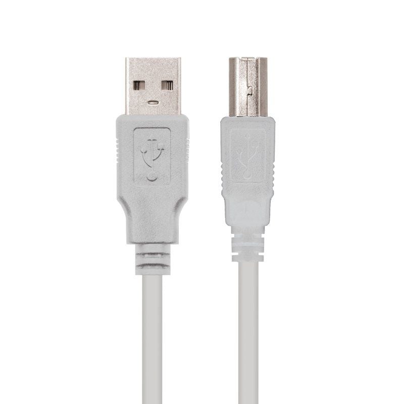 Cabo USB 2.0 para Impressora Nanocable 10.01.0102 / USB Tipo B Macho - USB Macho / 1m / Bege