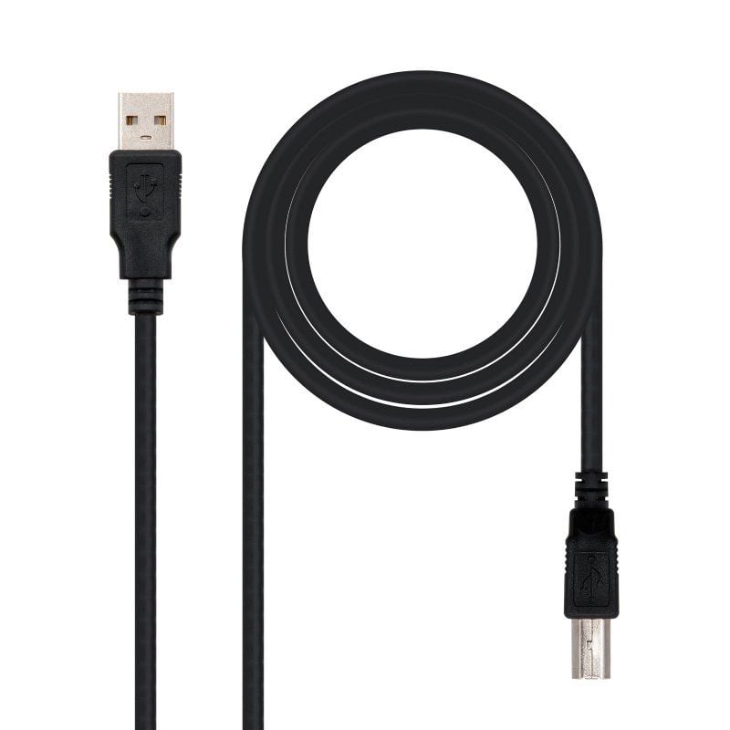 Cabo USB 2.0 para Impressora Nanocable 10.01.0103-bk / USB Tipo B Macho - USB Macho / 1,8 M / Preto