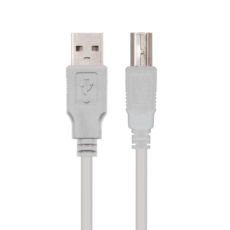 Cabo USB 2.0 para Impressora Nanocable 10.01.0104 / USB Tipo B Macho - USB Macho / 3m / Bege