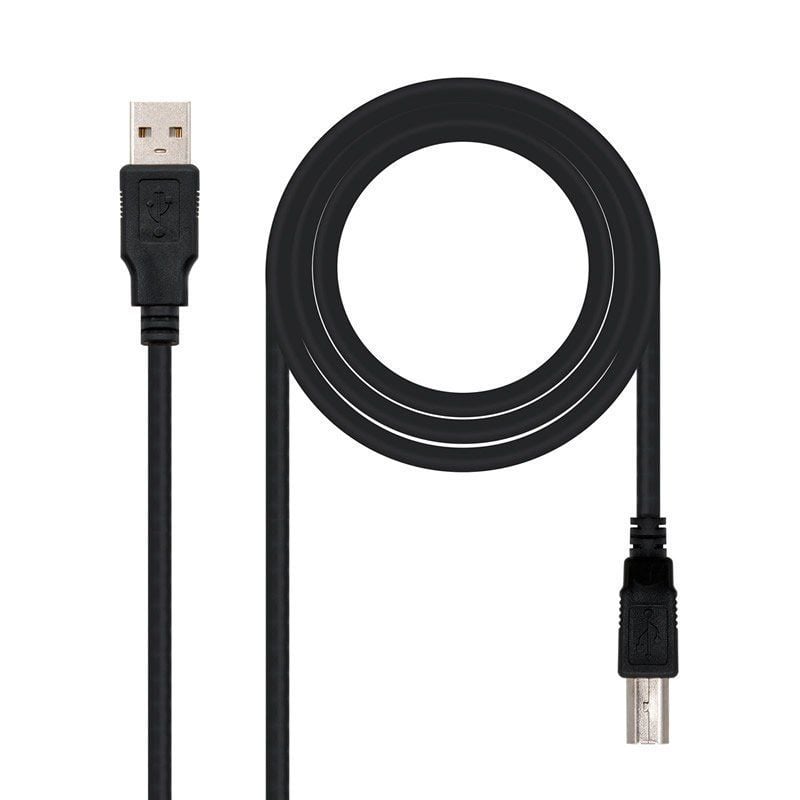 Cabo USB 2.0 para Impressora Nanocable 10.01.0105-bk / USB Tipo B Macho - USB Macho / 4,5 M / Preto