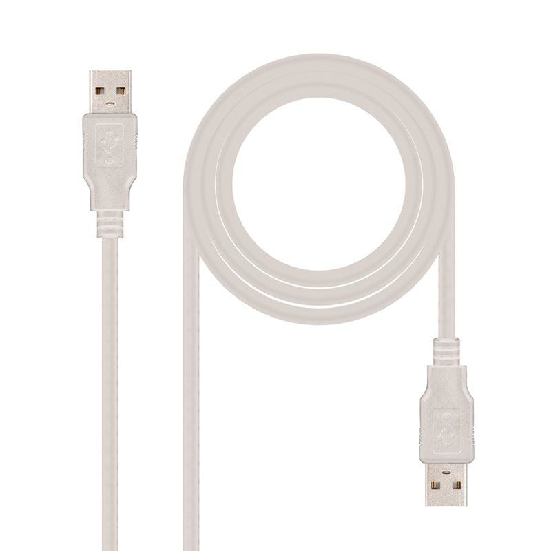 Cabo USB 2.0 Nanocable 10.01.0304 / USB Macho - USB Macho / 3m / Bege