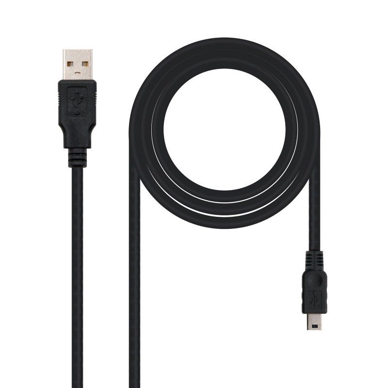 Cabo USB 2.0 Nanocable 10.01.0400 / USB Macho - Miniusb Macho / 50cm / Preto