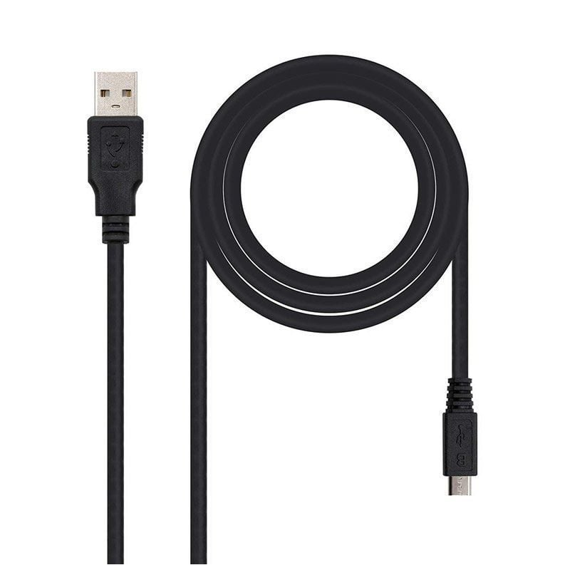 Cabo USB 2.0 Nanocable 10.01.0501 / USB Macho - Microusb Macho / 1,8m / Preto