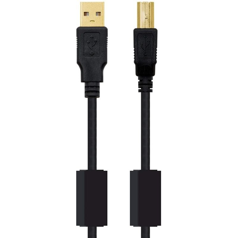 Cabo USB 2.0 para Impressora Nanocable 10.01.1203 / USB Tipo B Macho - USB Macho / 3m / Preto