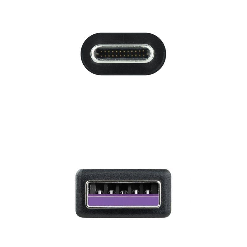 Cabo USB 2.0 Nanocable 10.01.2101-l150 / USB Tipo C Macho - USB Macho / 1,5 M / Preto