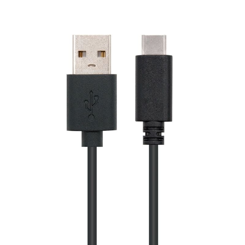 Cabo USB 2.0 Nanocable 10.01.2101 / USB Tipo C Macho - USB Macho / 1m / Preto