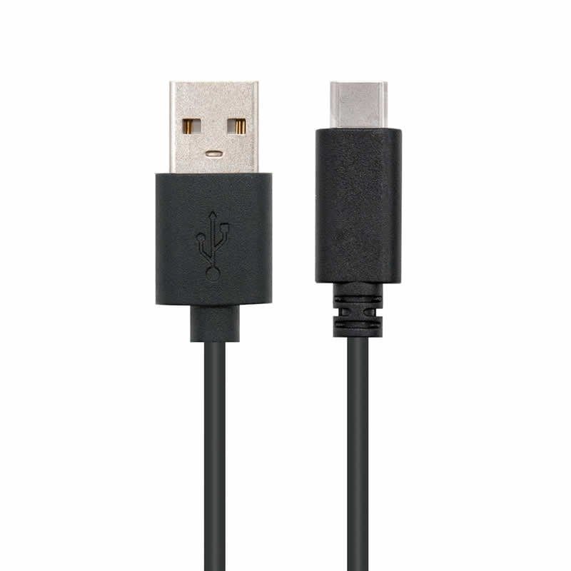 Cabo USB 2.0 Nanocable 10.01.2102 / USB Tipo C Macho - USB Macho / 2m / Preto