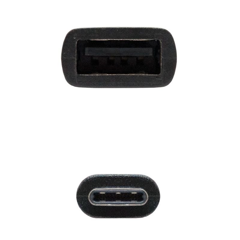 Cabo USB 2.0 Tipo C Nanocable 10.01.2400 / USB Tipo C Macho - USB Fêmea / 15cm / Preto