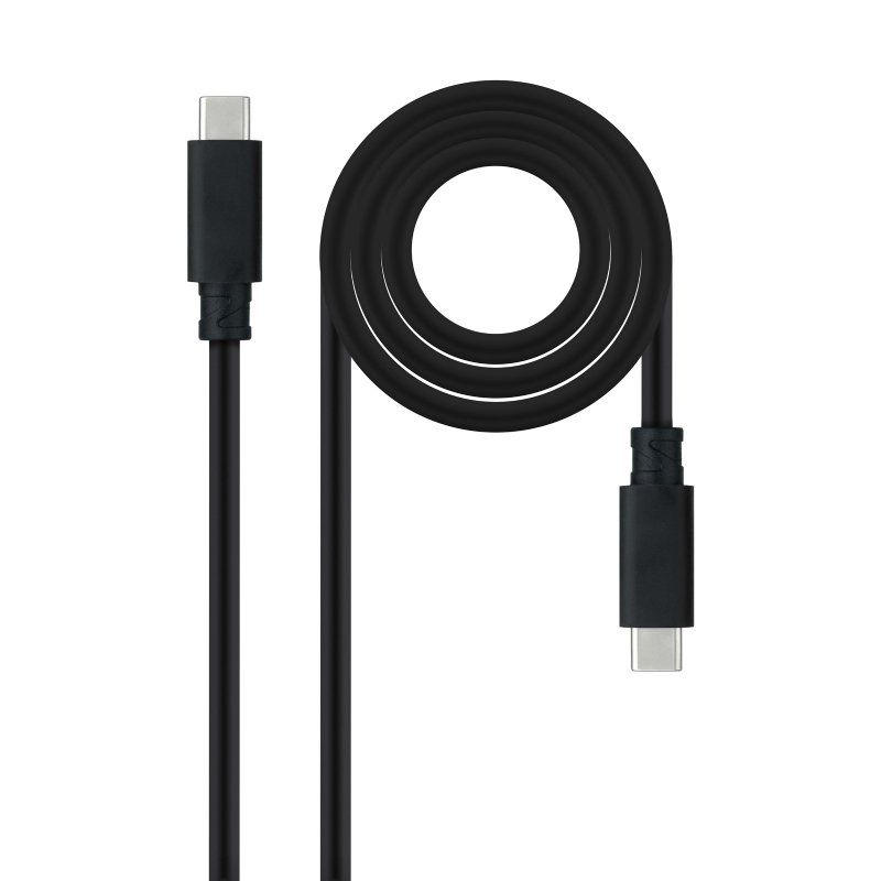 USB 3.1 Type-c Nanocable 10.01.4100 / USB Type-c Macho - USB Type-c Macho / Até 100W / 50cm / Preto