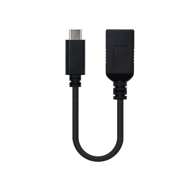 Cabo USB 3.1 Nanocable 10.01.4201 / USB Tipo C Macho - USB Fêmea / 15cm / Preto