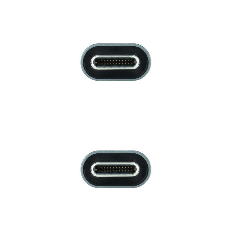USB 3.2 Nanocable 10.01.4300 / USB Tipo C Macho - USB Tipo C Macho / Até 100W / 50cm / Cinzento e P…