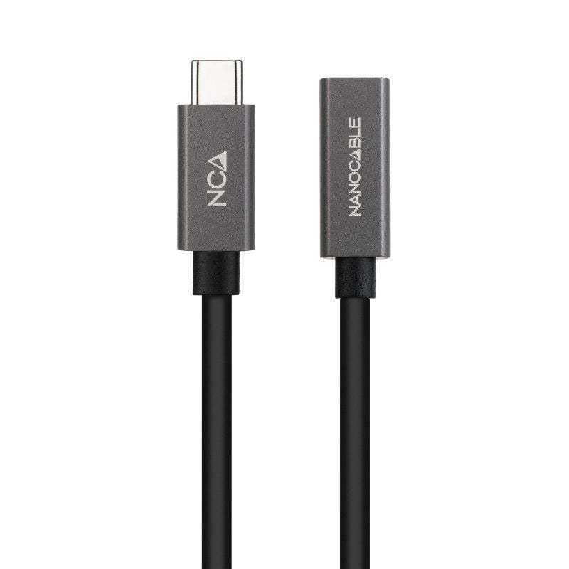 Cabo de Extensão USB 3.2 Nanocable 10.01.4400 / USB Tipo C Macho - USB Tipo C Fêmea / 50cm / Preto