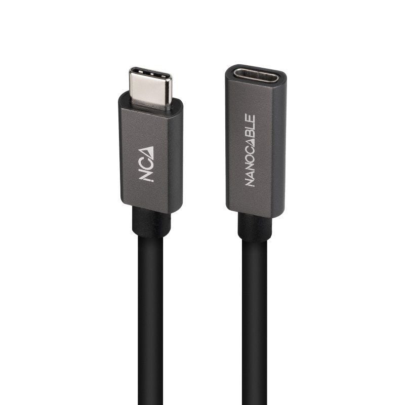 Cabo de Extensão USB 3.2 Nanocable 10.01.4402 / USB Tipo C Macho - USB Tipo C Fêmea / 2m / Preto
