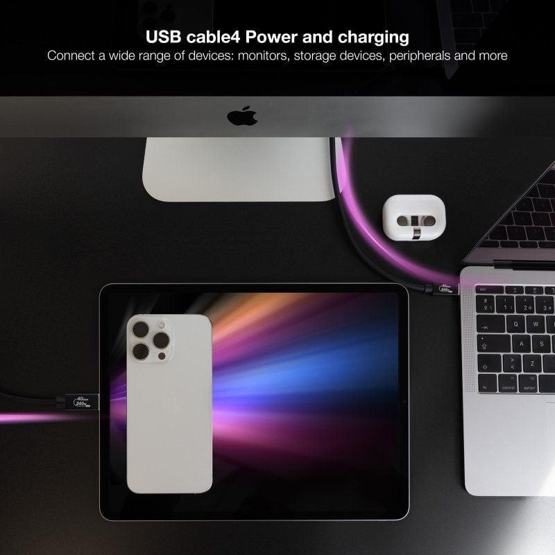 Cabo USB 4.0 Nanocable 10.01.5001 / USB Tipo C Macho - USB Tipo C Macho / Até 240W / 40gbps / 1m /…