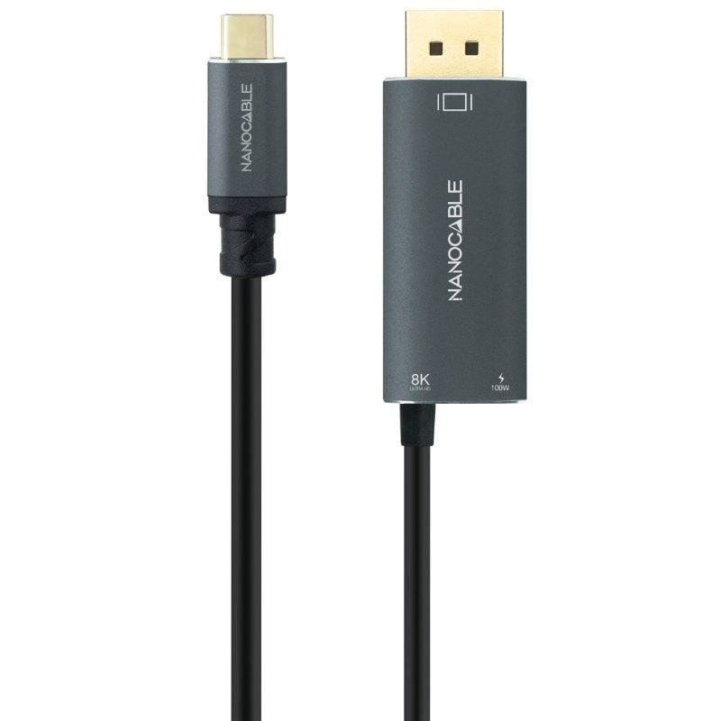 Cabo Conversor Nanocable 10.15.5012 / USB Tipo C Macho - Displayport 8K Macho / USB Tipo C Fêmea /…