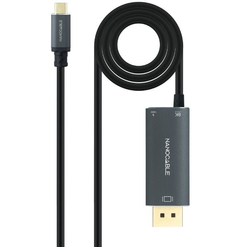 Cabo Conversor Nanocable 10.15.5012 / USB Tipo C Macho - Displayport 8K Macho / USB Tipo C Fêmea /…