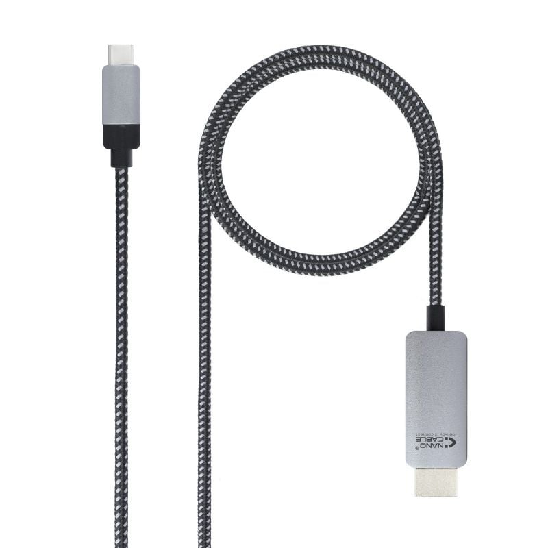 Cabo Conversor Nanocable 10.15.5102 / USB Tipo C Macho - HDMI Macho / 1,8 M / Preto