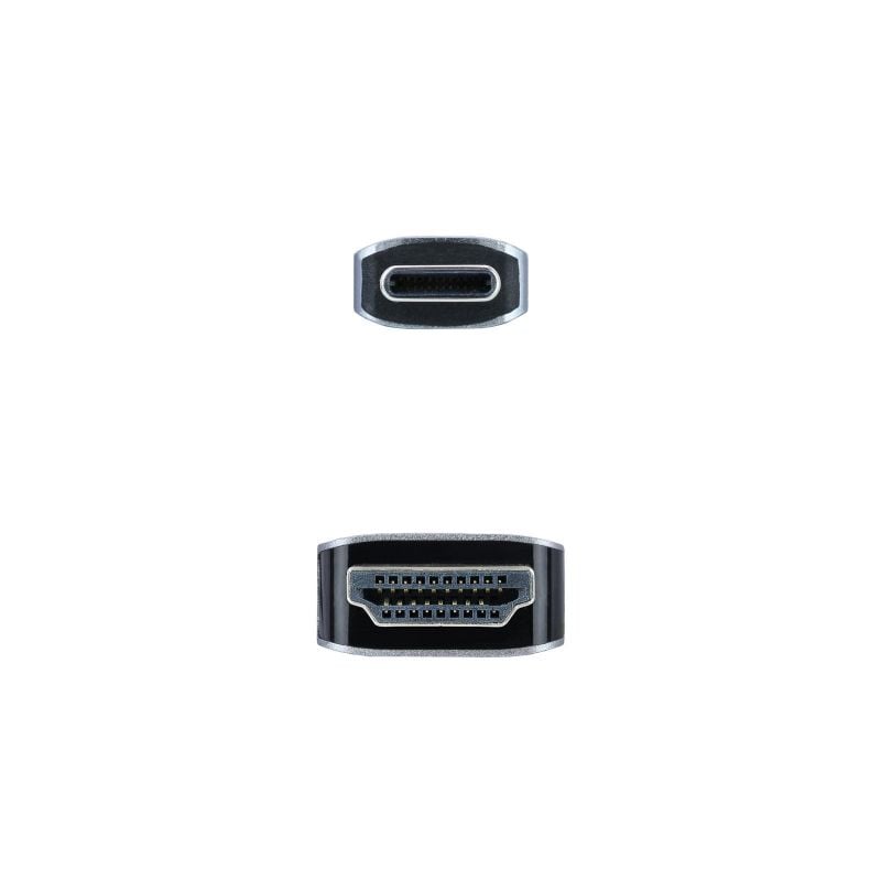 Cabo Conversor Nanocable 10.15.5102 / USB Tipo C Macho - HDMI Macho / 1,8 M / Preto
