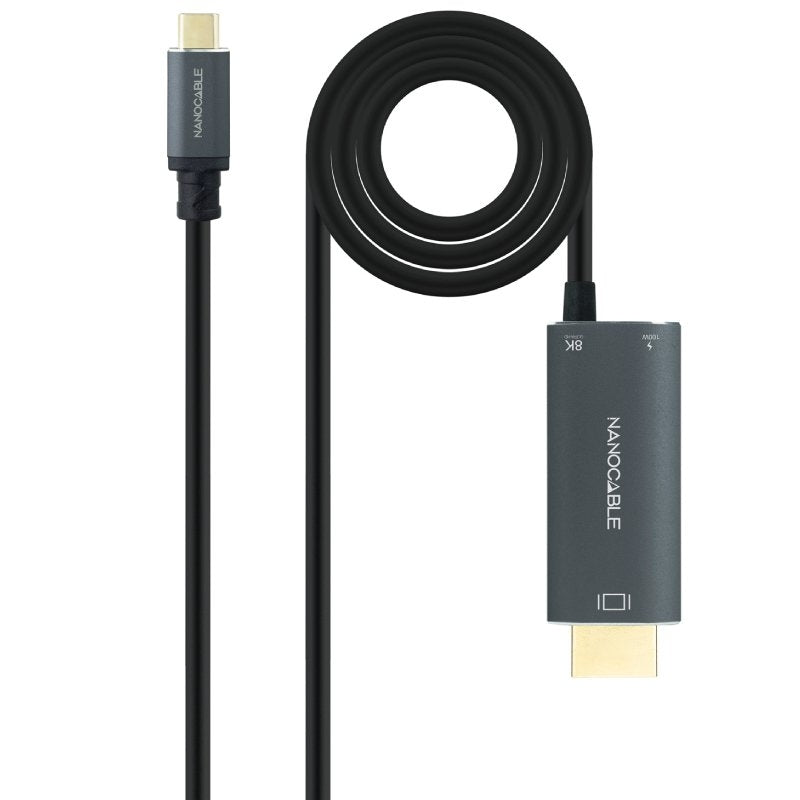 Cabo Conversor Nanocable 10.15.5182 / USB Tipo C Macho - HDMI 8K Macho / USB Tipo C Fêmea / Até 100…