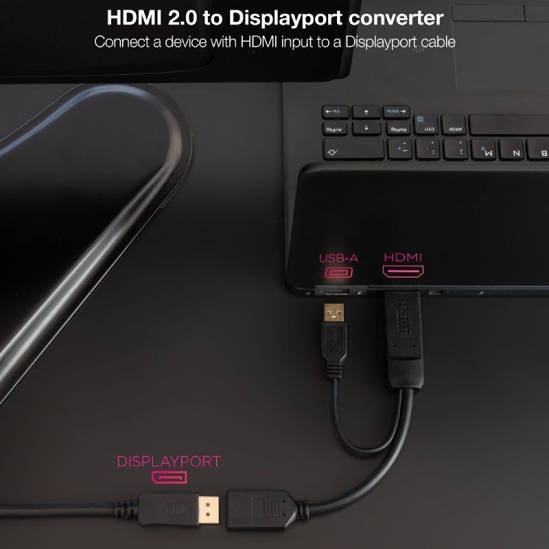 Cabo Conversor Nanocable 10.16.0205 / HDMI Macho - Displayport Fêmea / 20cm / Preto