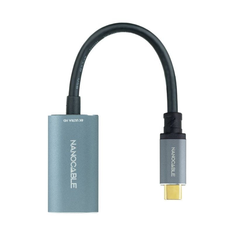 Cabo Conversor Nanocable 10.16.4104-g / USB Tipo C Macho - Displayport Fêmea / 15cm / Cinzento