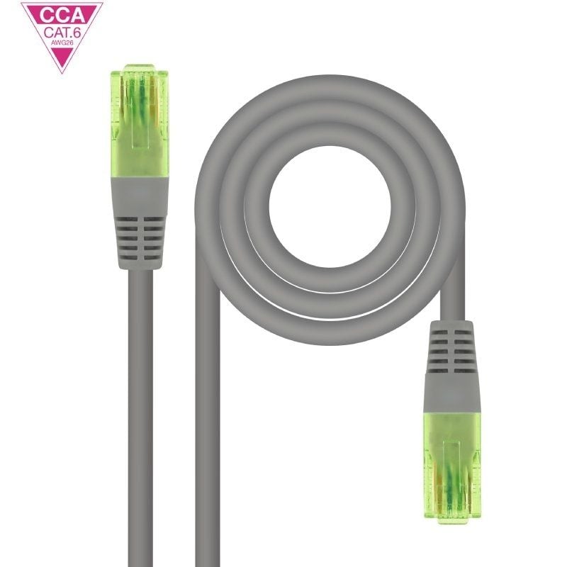 Cabo de Rede RJ45 UTP Nanocable 10.20.1400-l25 Cat.6 / 25cm / Cinzento