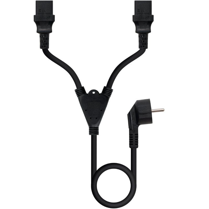 Cabo de Alimentação Nanocable 10.22.0100-l300 / Schuko Macho - 2 X C13 Fêmea / 3m / Preto