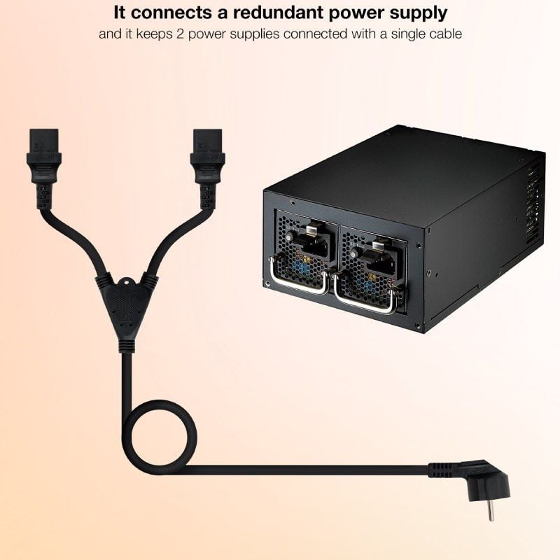 Cabo de Alimentação Nanocable 10.22.0100 / Schuko Macho - 2 X C13 Fêmea / 1,8m / Preto