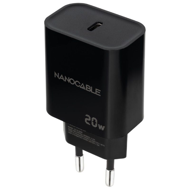 Carregador de Parede Nanocable 10.10.2006 / 1xusb Type-c / 20W / Preto