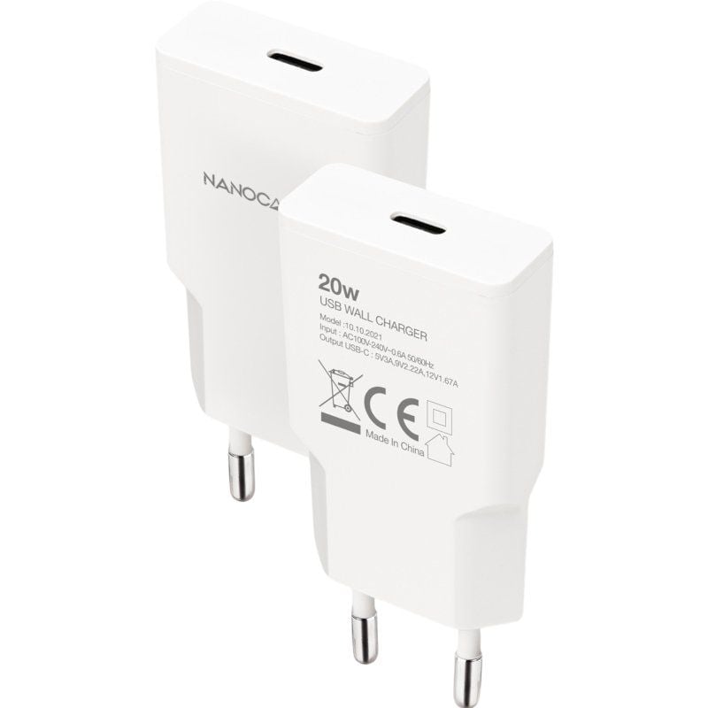 Carregador de Parede Nanocable 10.10.2021 / 1xusb Type-c / 20W / Branco