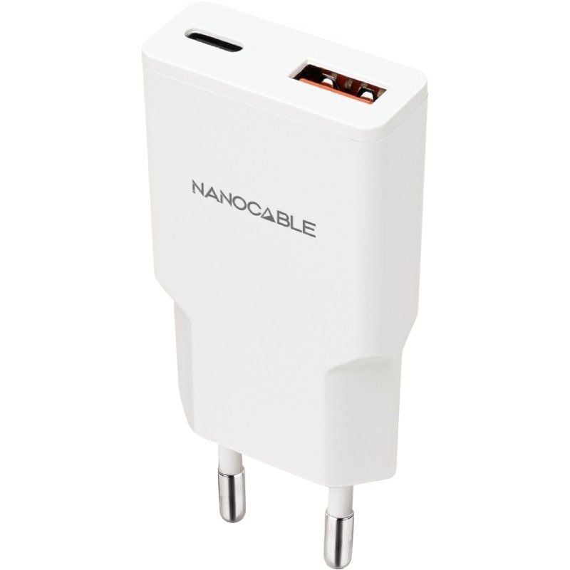 Carregador de Parede Nanocable 10.10.2025 / 1xusb Type-c / 1xusb / 25W / Branco