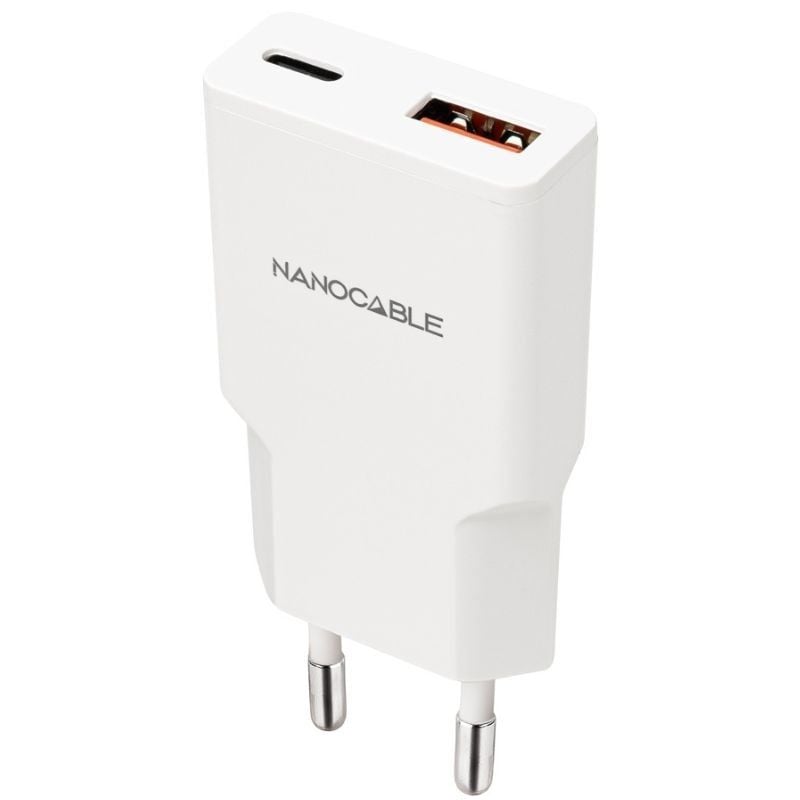 Carregador de Parede Nanocable 10.10.2028 / 1xusb Tipo C / 1xusb Macho / 30W / Branco
