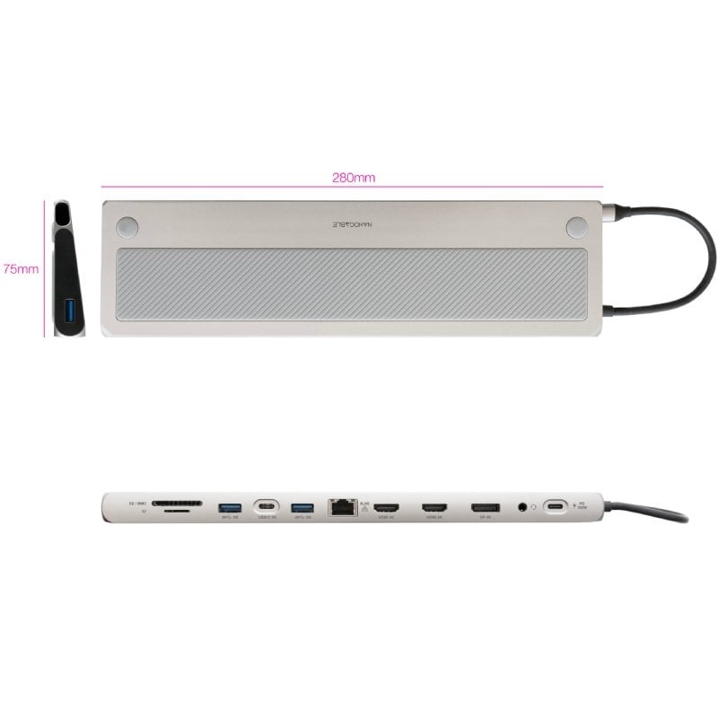 Docking Tipo C Nanocable 10.16.1012 / 3xusb / 1xusb Tipo C / 2xhdmi 4K / 1xdisplayport / 1xrj45 / 1…